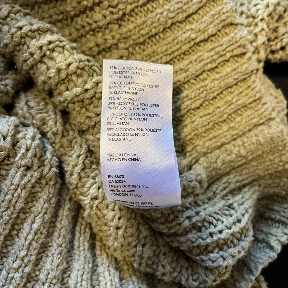 Pilcro Anthropologie Chunky Knit Balloon Sleeve Cotton Sweater Olive Green Med